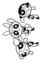 A coloring page of powerpuff girls